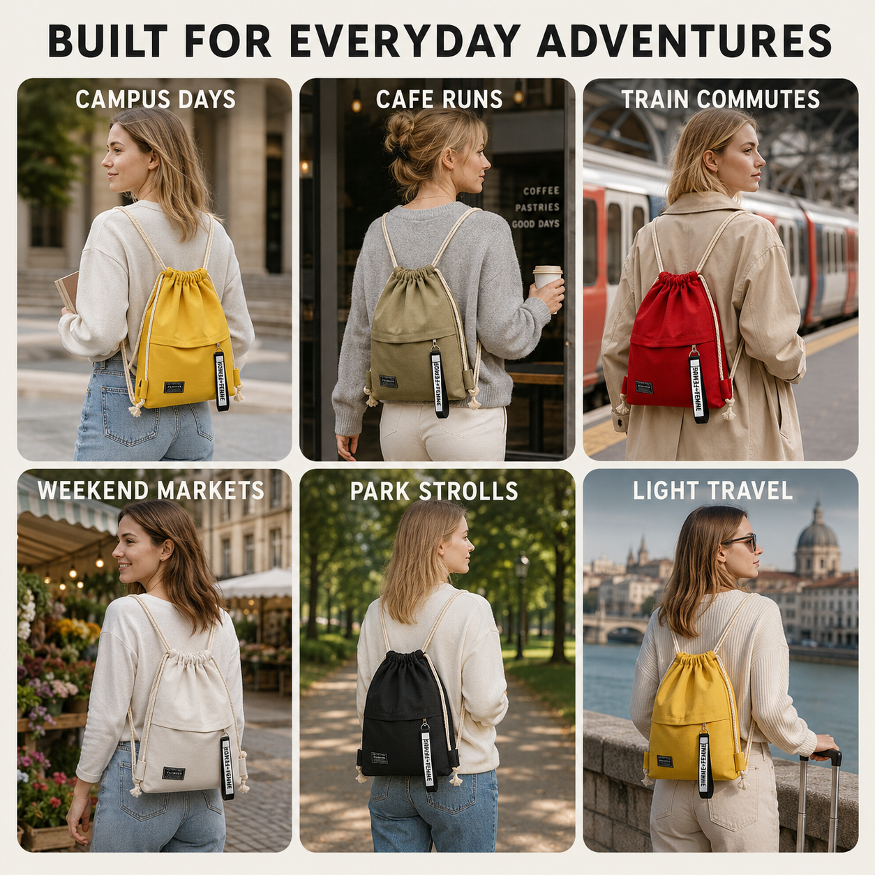 Bella | Linenovo Soft Linen Drawstring Backpack