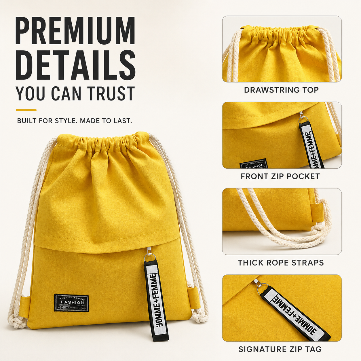 Bella | Linenovo Soft Linen Drawstring Backpack