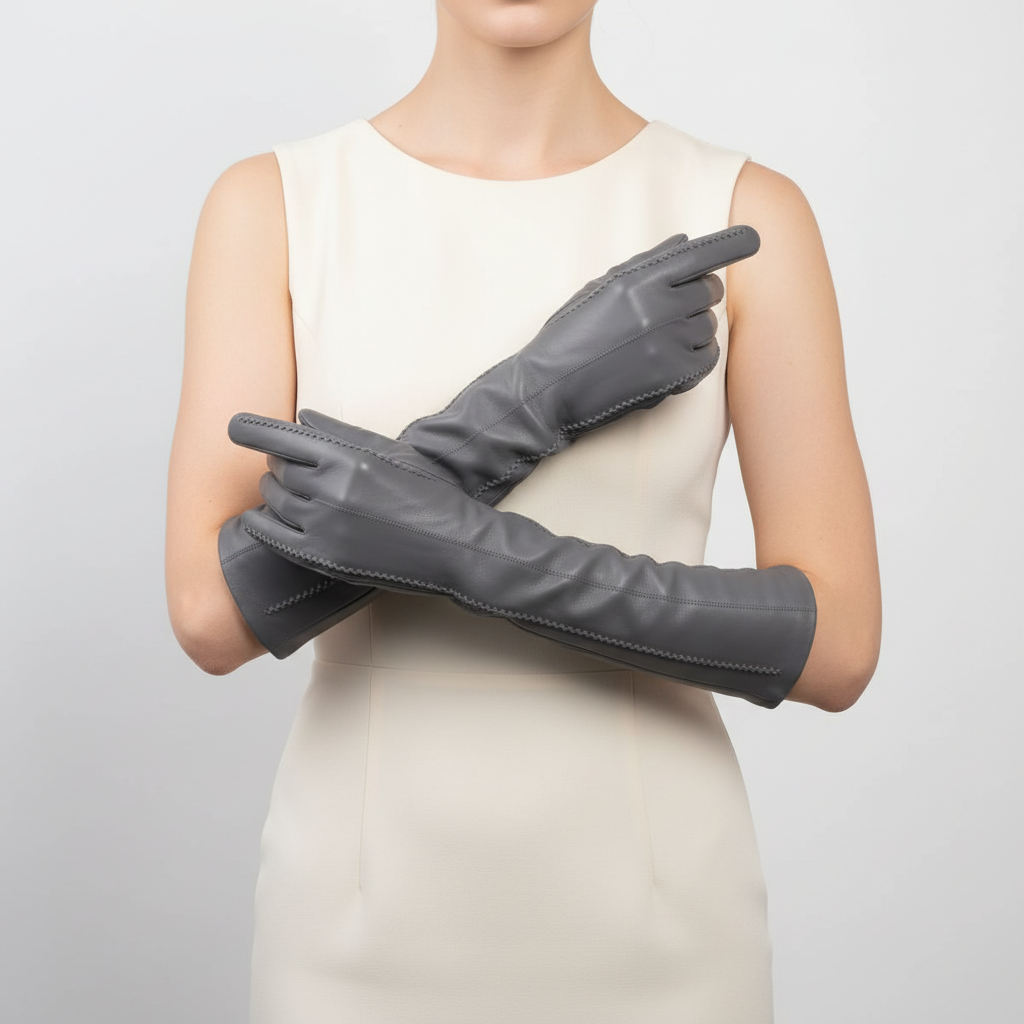 Bella | Long Classic Genuine Leather Gloves
