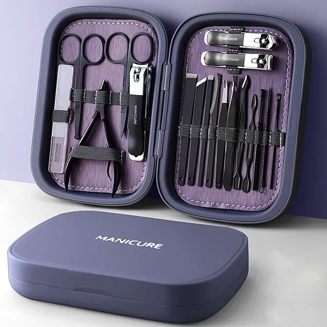 Bella | LuxNails | Professional Stainless Steel Manicure and Pedicure Set | Portable & Multifunctional | Luxurious Storage Case