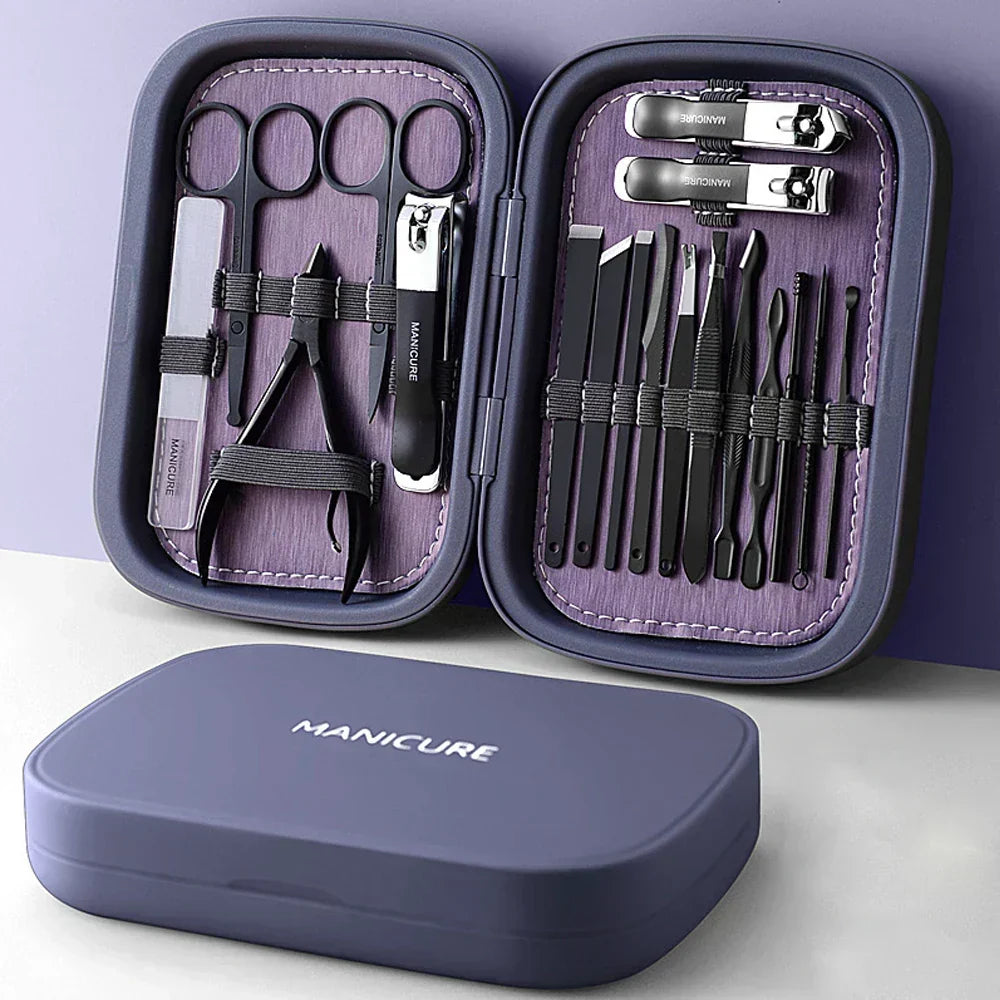 Bella | LuxNails | Professional Stainless Steel Manicure and Pedicure Set | Portable & Multifunctional | Luxurious Storage Case