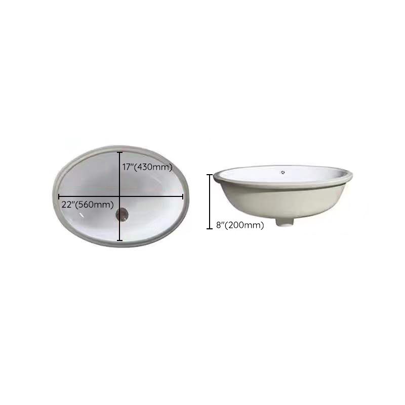 Bella Modern Undermount Oval Porcelain Sink with Pop-Up Drain