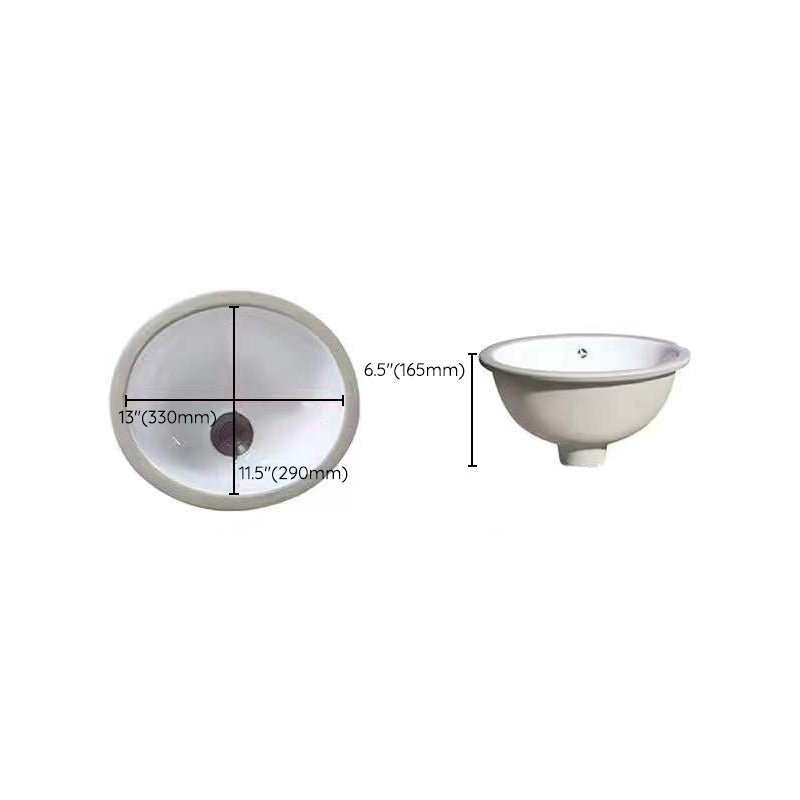 Bella Modern Undermount Oval Porcelain Sink with Pop-Up Drain