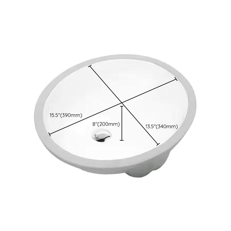 Bella Modern Undermount Oval Porcelain Sink with Pop-Up Drain