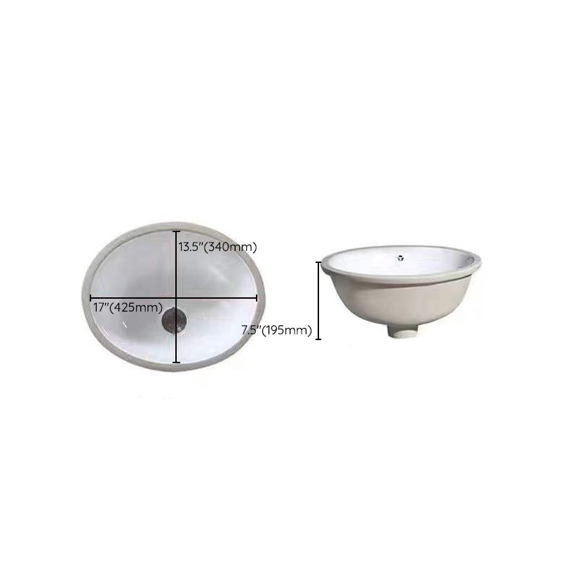 Bella Modern Undermount Oval Porcelain Sink with Pop-Up Drain