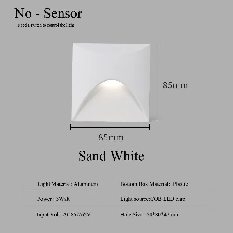 Bella | Modern Waterproof IP65 Outdoor Recessed LED Wall Lamp - 3W Embedded Light for Steps, Staircases, Balconies & Porches
