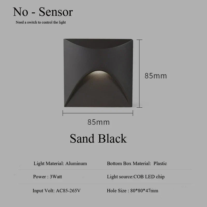 Bella | Modern Waterproof IP65 Outdoor Recessed LED Wall Lamp - 3W Embedded Light for Steps, Staircases, Balconies & Porches