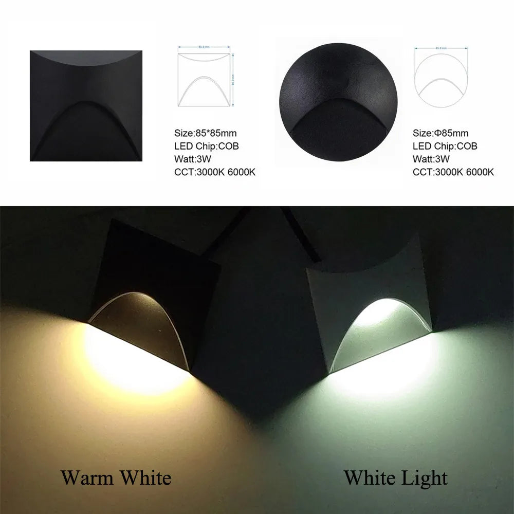 Bella | Modern Waterproof IP65 Outdoor Recessed LED Wall Lamp - 3W Embedded Light for Steps, Staircases, Balconies & Porches