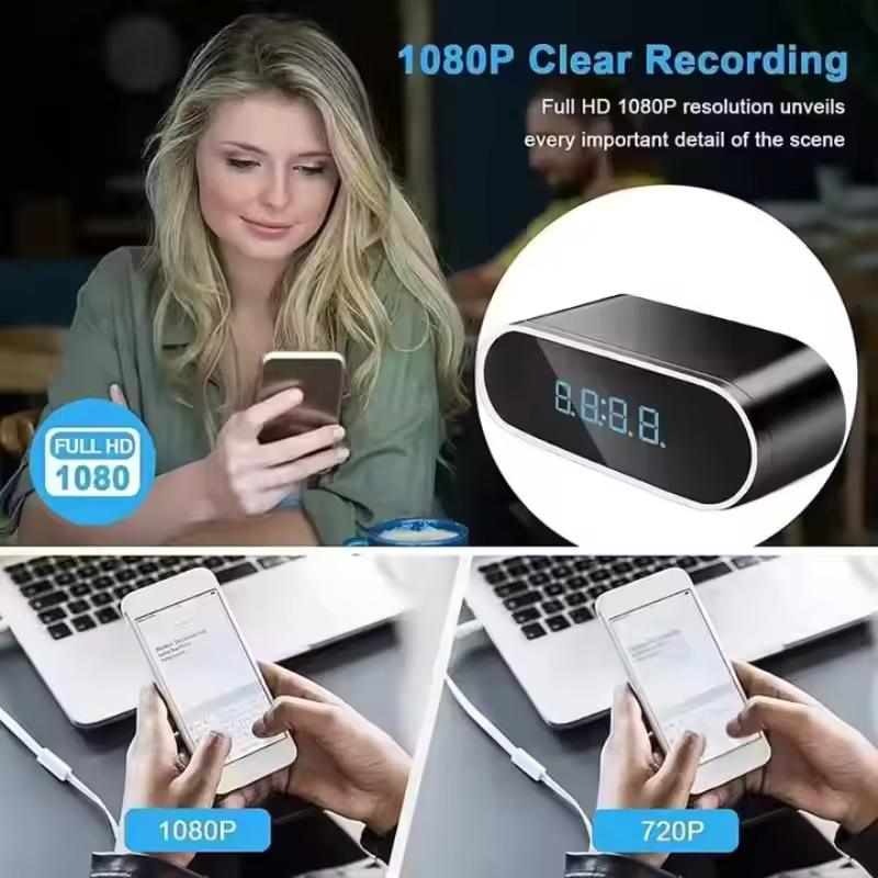 Bella | Nightstand Clock Video Camera with Night Vision and Motion Detection Wi-Fi Control