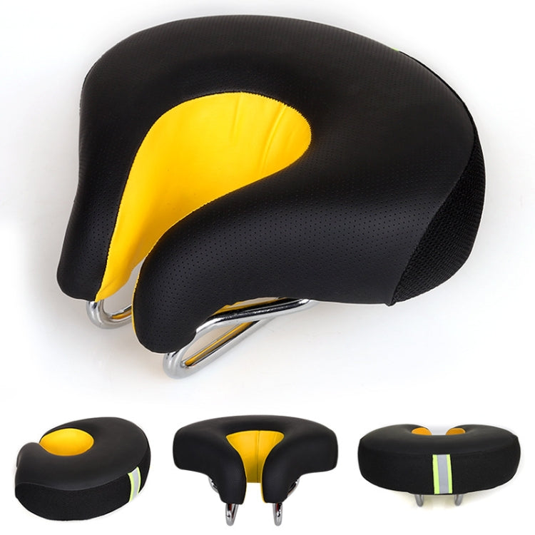 Bella Noseless Bicycle Saddle Thickened Soft Mountain Bike Seat Cushion - Yellow