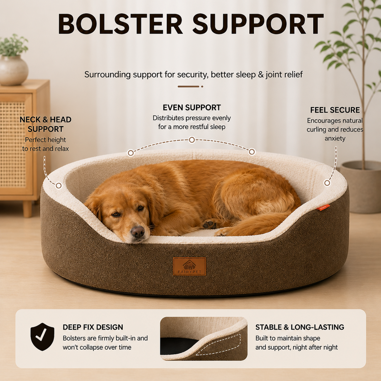 Bella | Pawvello Orthopedic Couch-Style Pet Bed