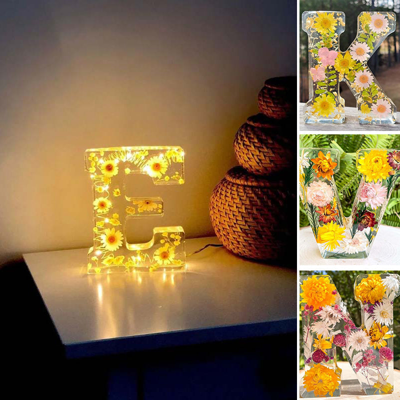 Bella | Resin Floral Night Light | Letter-Shaped LED Decorative Lamp