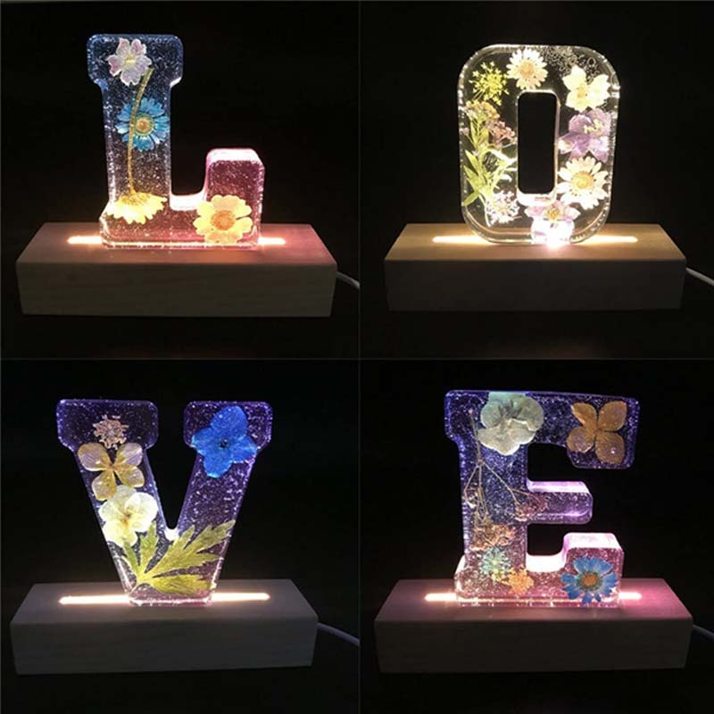 Bella | Resin Floral Night Light | Letter-Shaped LED Decorative Lamp