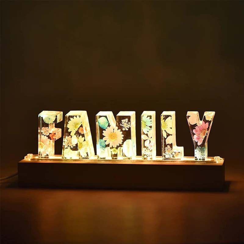 Bella | Resin Floral Night Light | Letter-Shaped LED Decorative Lamp