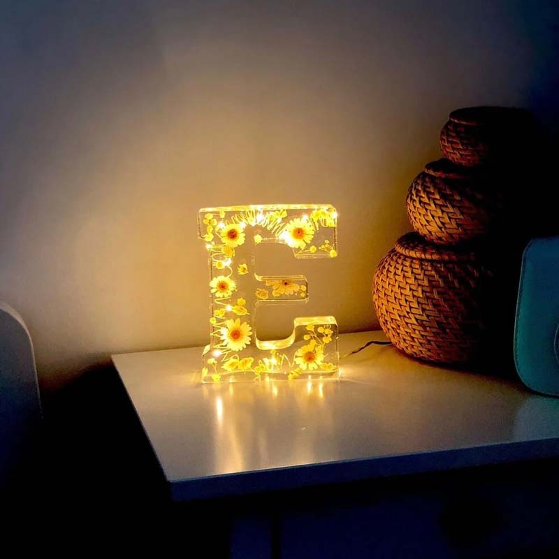 Bella | Resin Floral Night Light | Letter-Shaped LED Decorative Lamp