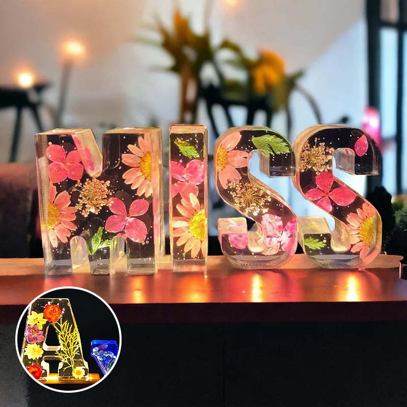 Bella | Resin Floral Night Light | Letter-Shaped LED Decorative Lamp