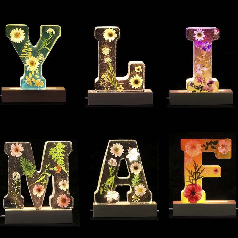 Bella | Resin Floral Night Light | Letter-Shaped LED Decorative Lamp