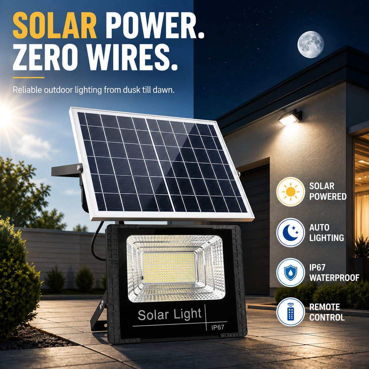 Bella | Soluxe Solar-Powered Outdoor Flood Light With Remote