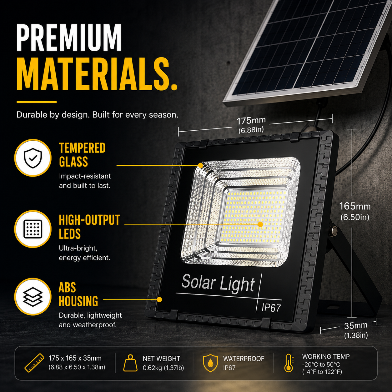 Bella | Soluxe Solar-Powered Outdoor Flood Light With Remote