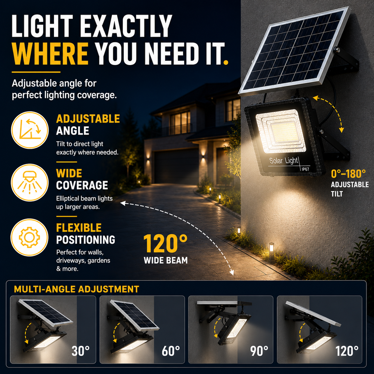 Bella | Soluxe Solar-Powered Outdoor Flood Light With Remote