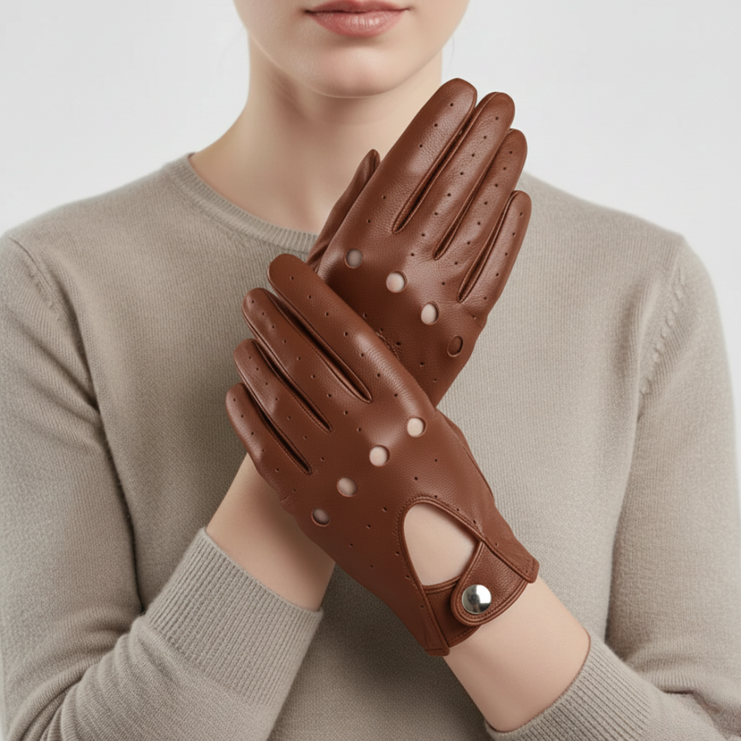 Bella | Thin Vegan Leather Driving Gloves