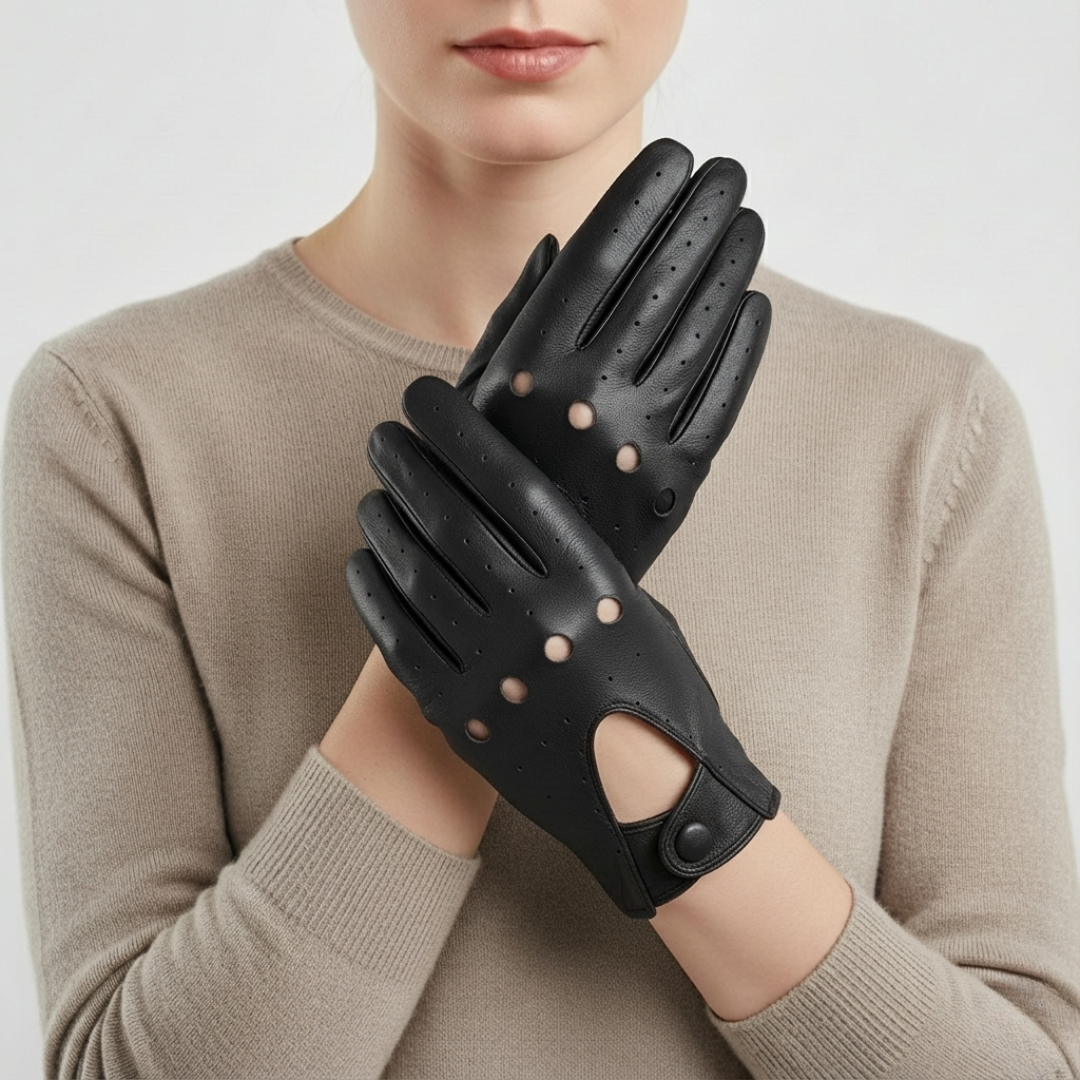 Bella | Thin Vegan Leather Driving Gloves