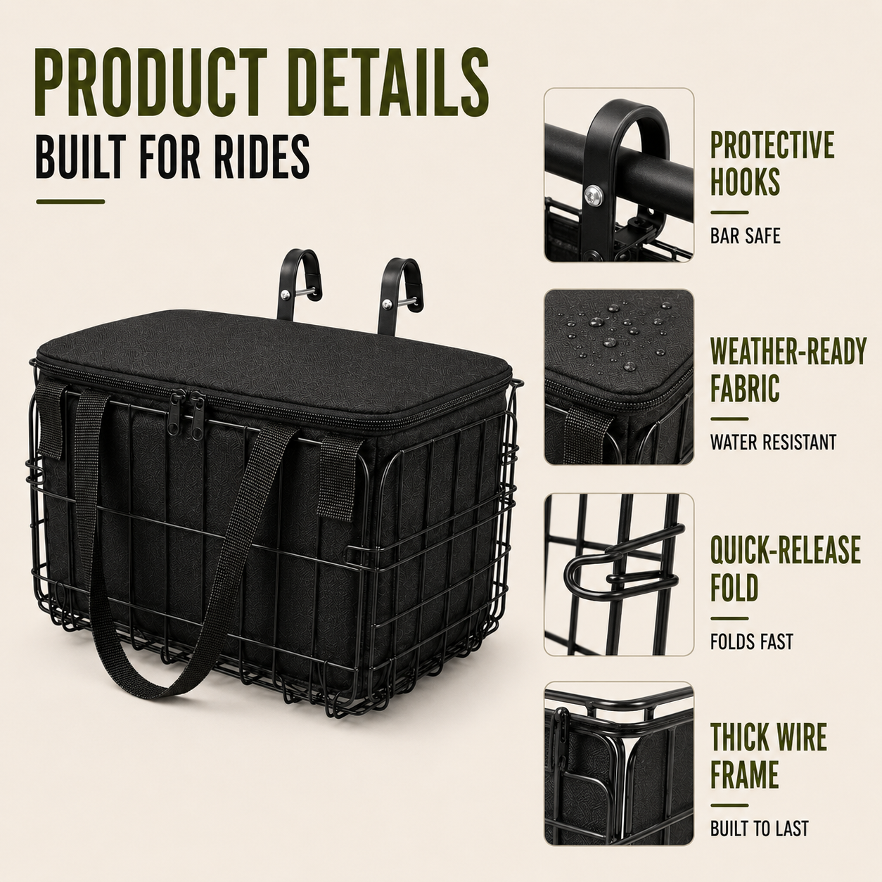 Bella | Veldrix Large Capacity Front and Rear Bike Basket