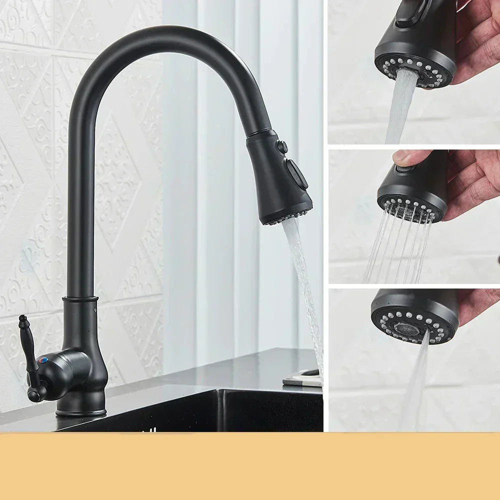 Bella | VintageTap Antique Brass Kitchen Tap – Retro Style Mixer Faucet with Swivel Spout