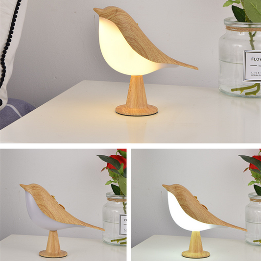 Bird LED Night Light - Rechargeable Touch Lamp - Modern Wood Design - Image 1