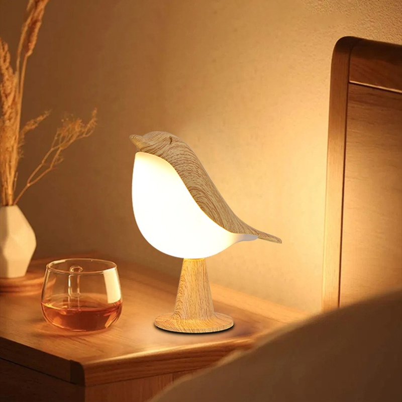 Bird LED Night Light - Rechargeable Touch Lamp - Modern Wood Design - Image 4