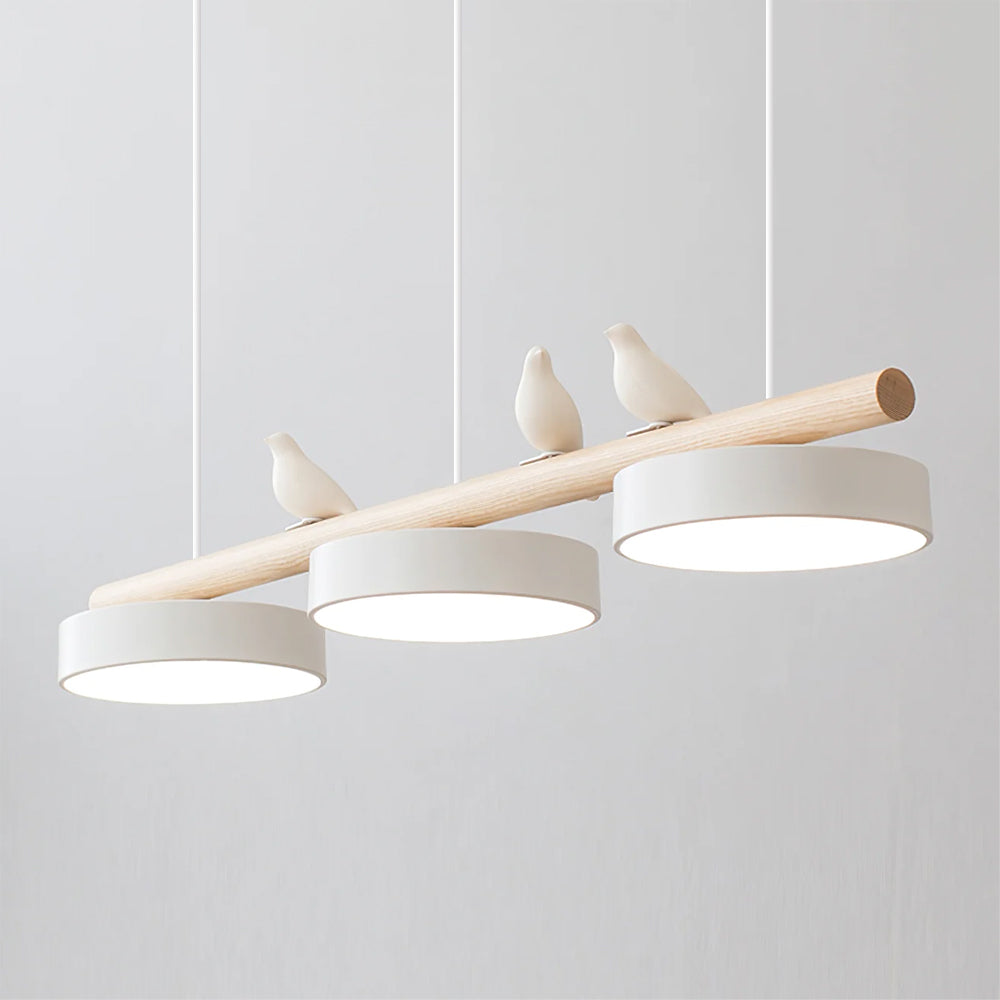 Bird Motif LED Pendant Light - Wooden Bar - Indoor Hanging Lamp - Modern Design - Image 1