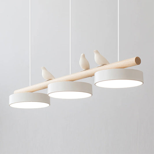 Bird Motif LED Pendant Light - Wooden Bar - Indoor Hanging Lamp - Modern Design - Image 1
