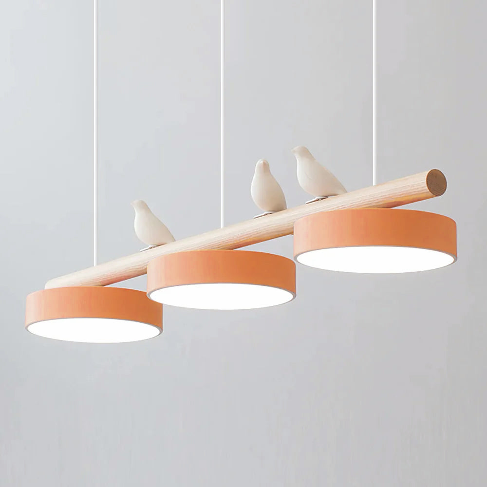 Bird Motif LED Pendant Light - Wooden Bar - Indoor Hanging Lamp - Modern Design - Image 12
