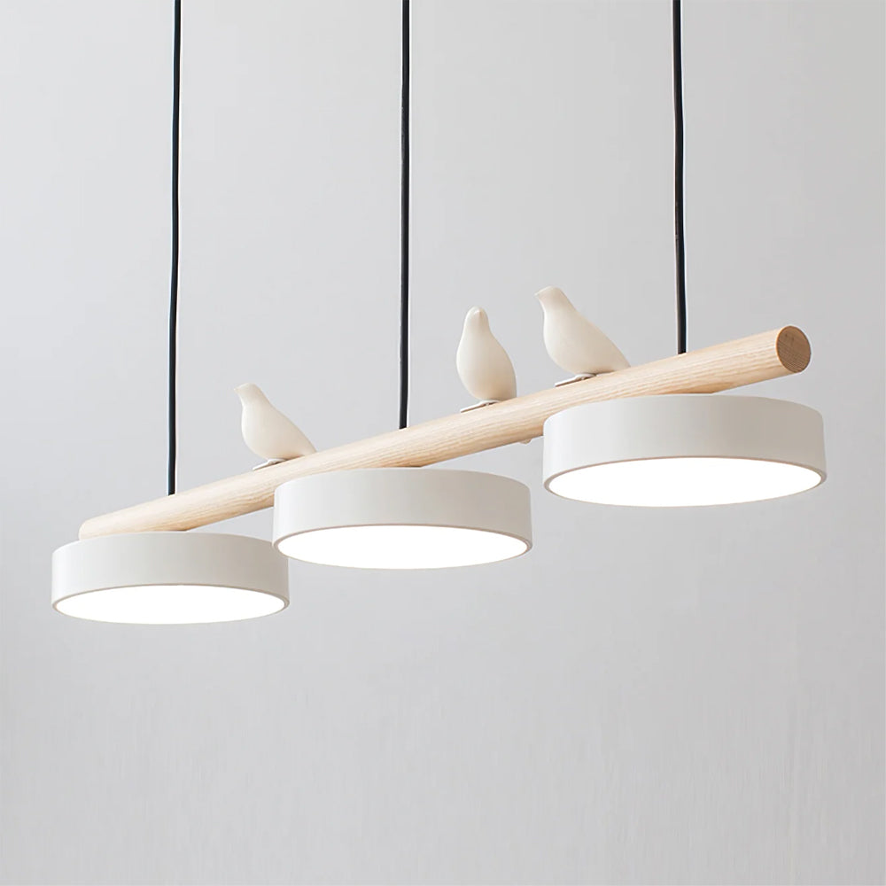 Bird Motif LED Pendant Light - Wooden Bar - Indoor Hanging Lamp - Modern Design - Image 14