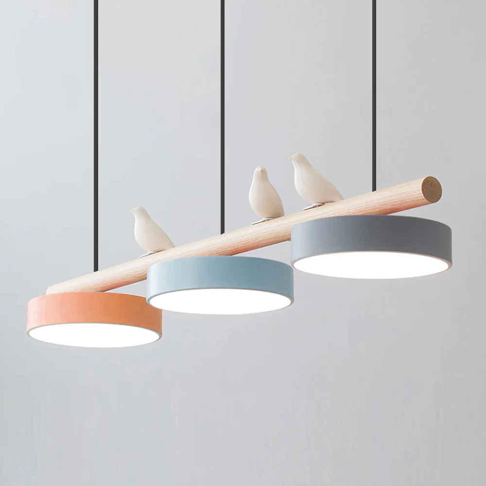 Bird Motif LED Pendant Light - Wooden Bar - Indoor Hanging Lamp - Modern Design - Image 15