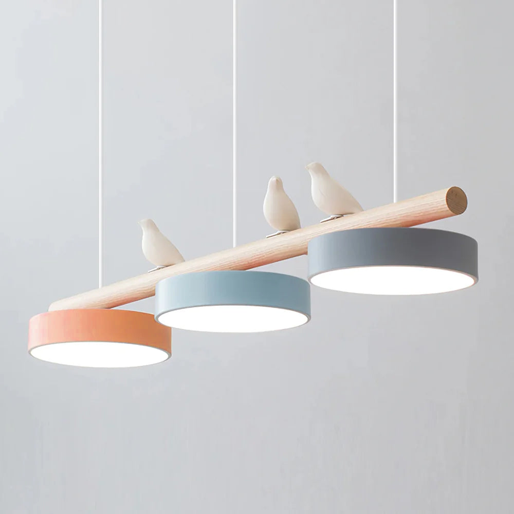 Bird Motif LED Pendant Light - Wooden Bar - Indoor Hanging Lamp - Modern Design - Image 16