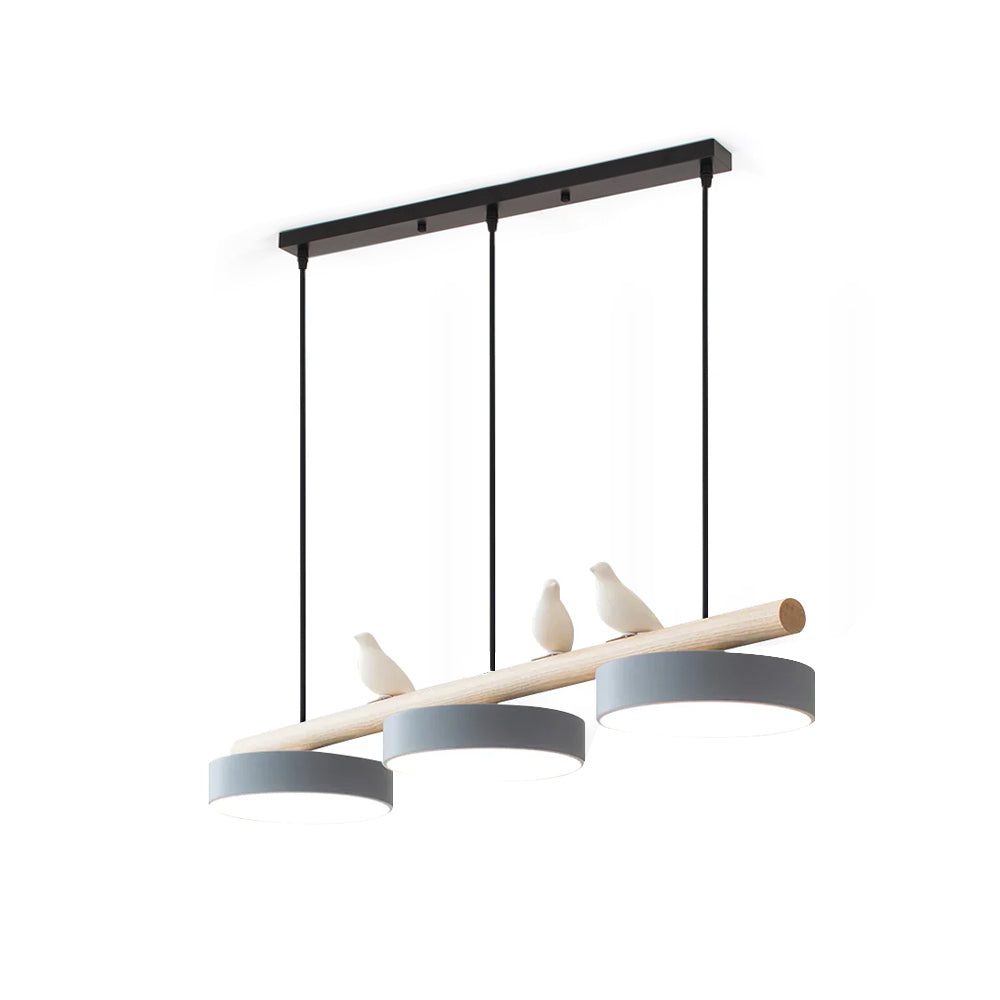 Bird Motif LED Pendant Light - Wooden Bar - Indoor Hanging Lamp - Modern Design - Image 2