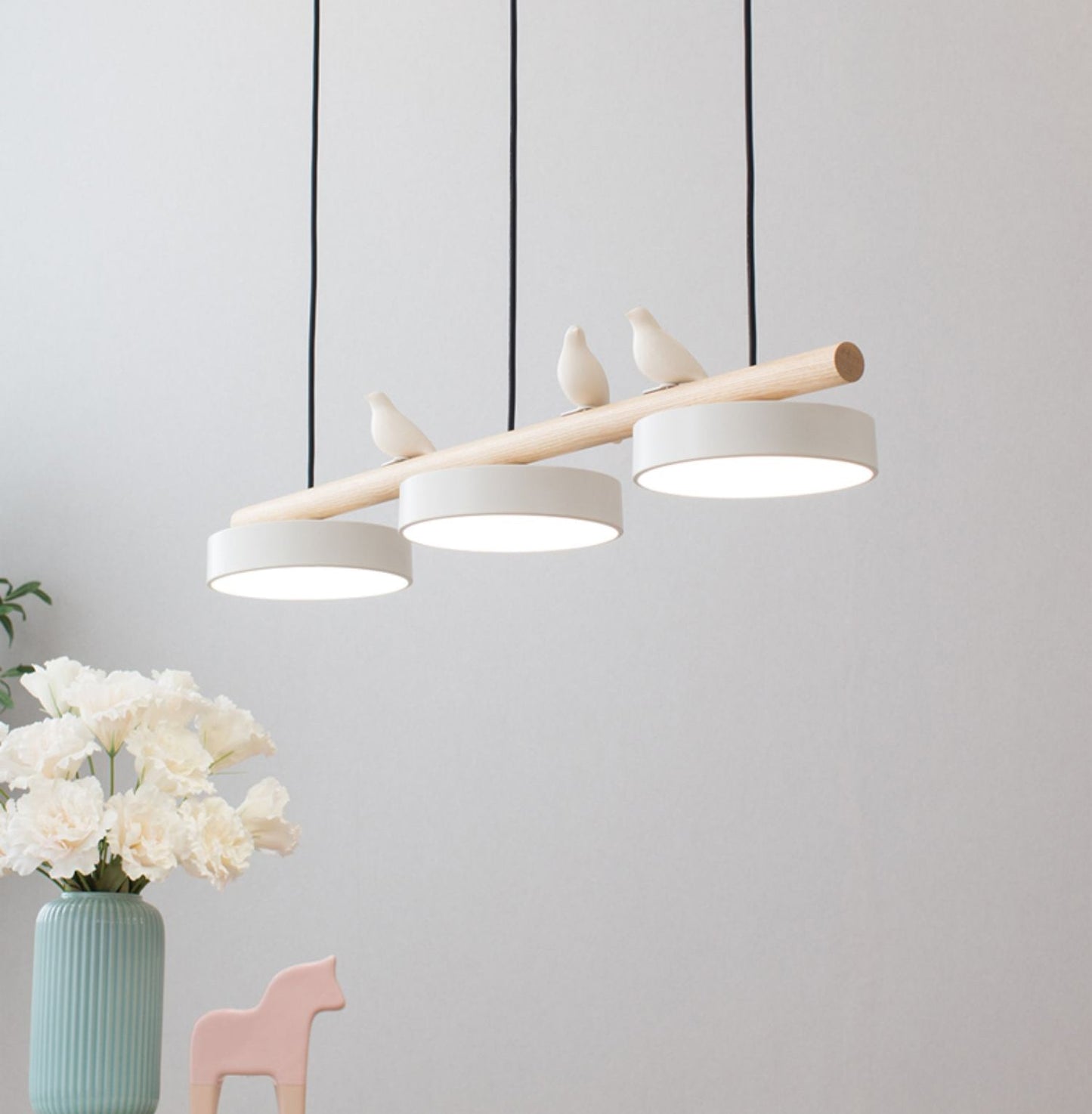 Bird Motif LED Pendant Light - Wooden Bar - Indoor Hanging Lamp - Modern Design - Image 4