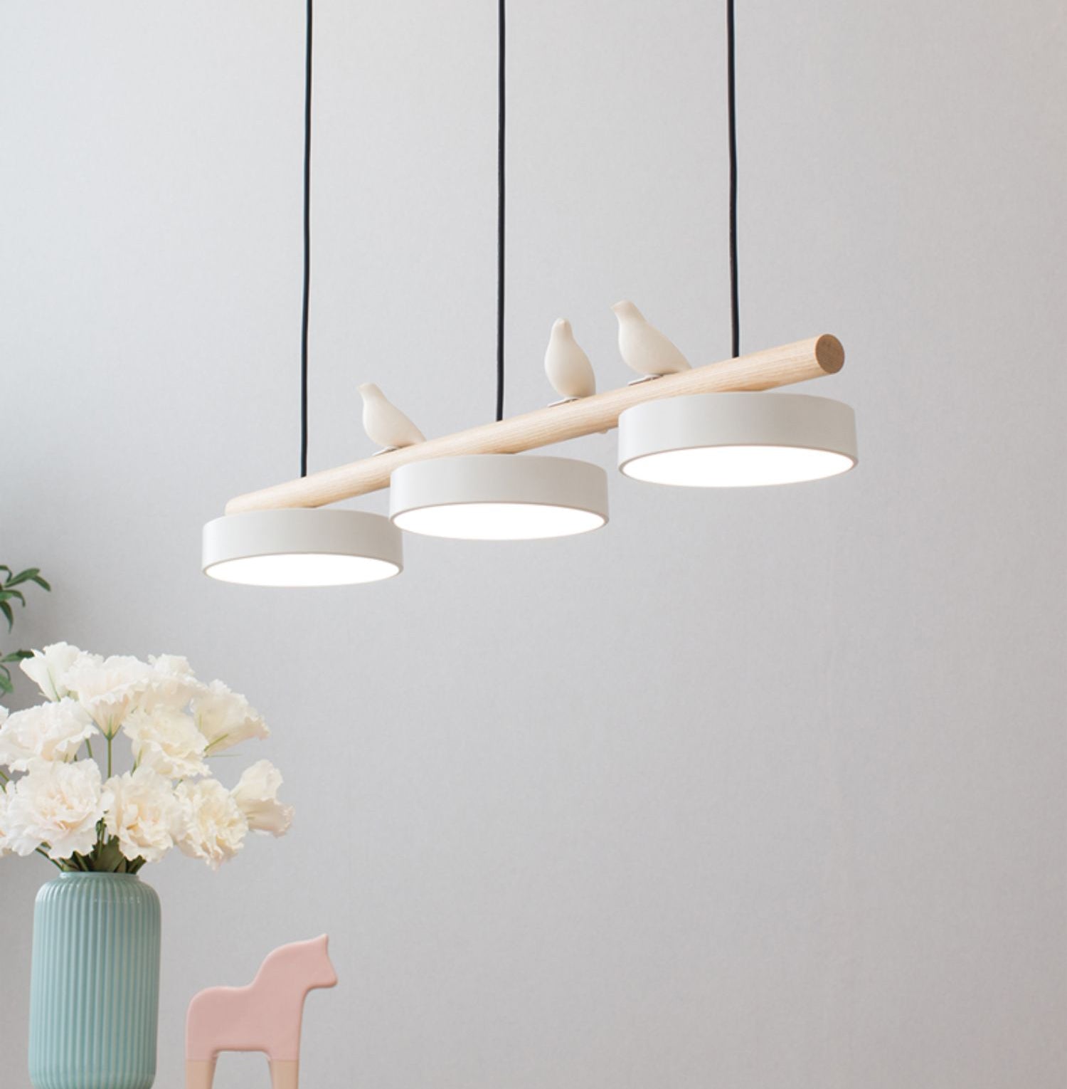 Bird Motif LED Pendant Light - Wooden Bar - Indoor Hanging Lamp - Modern Design - Image 4