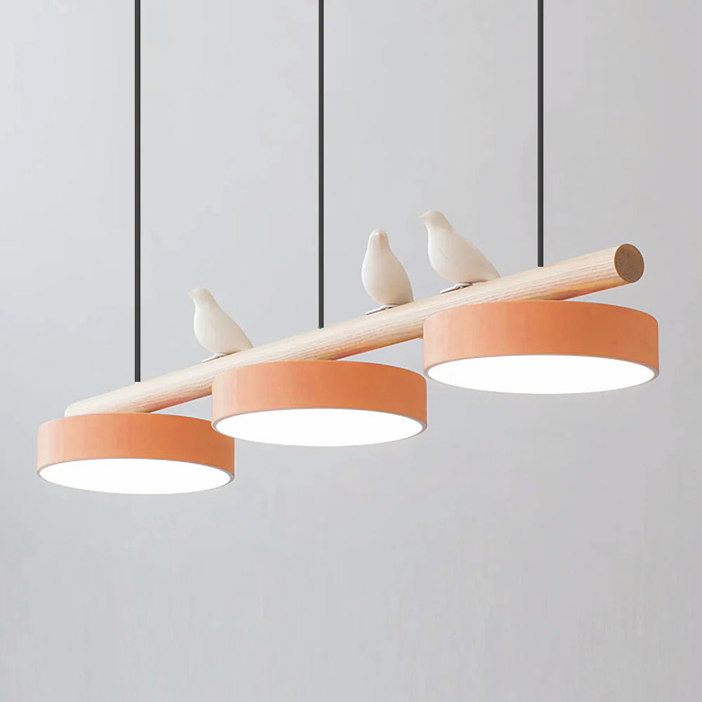Bird Motif LED Pendant Light - Wooden Bar - Indoor Hanging Lamp - Modern Design - Image 7