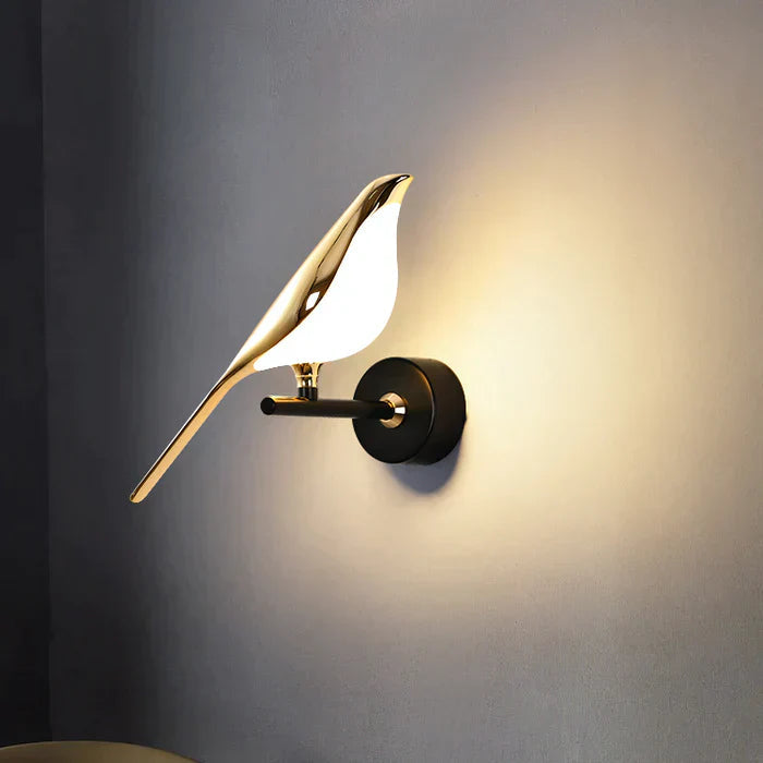 Bird Wall Sconce - Gold Finish - Modern LED Wall Lamp - Wrought Iron & Acrylic - Image 2