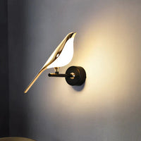 Bird Wall Sconce - Gold Finish - Modern LED Wall Lamp - Wrought Iron & Acrylic