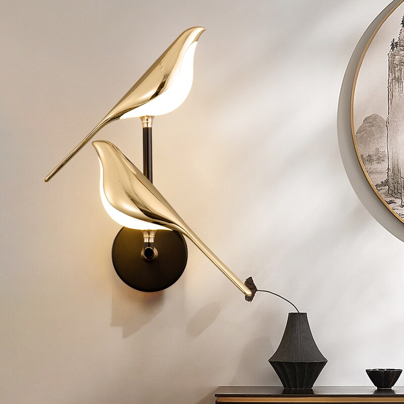 Bird Wall Sconce - Gold Finish - Modern LED Wall Lamp - Wrought Iron & Acrylic - Image 3