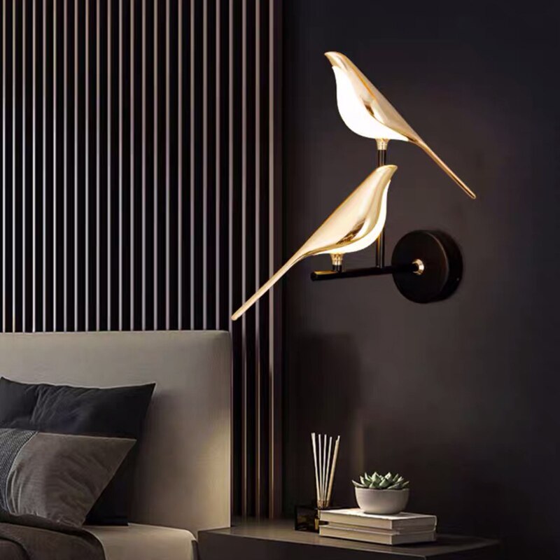 Bird Wall Sconce - Gold Finish - Modern LED Wall Lamp - Wrought Iron & Acrylic - Image 5