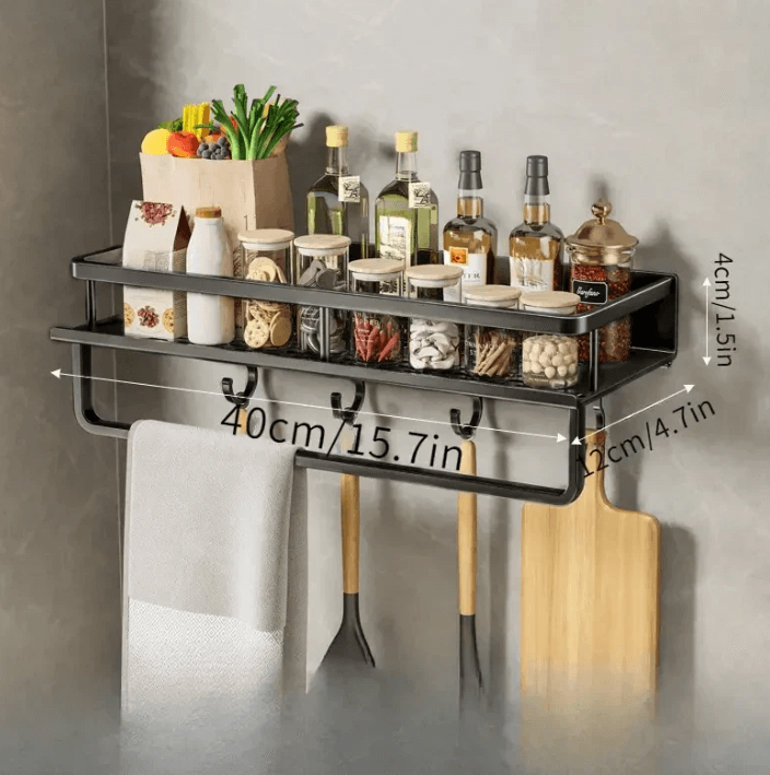 Black Kitchen Shelf - Modern Wall Shelf