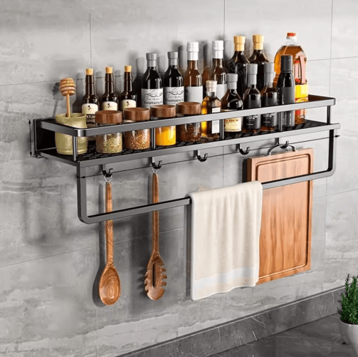 Black Kitchen Shelf - Modern Wall Shelf