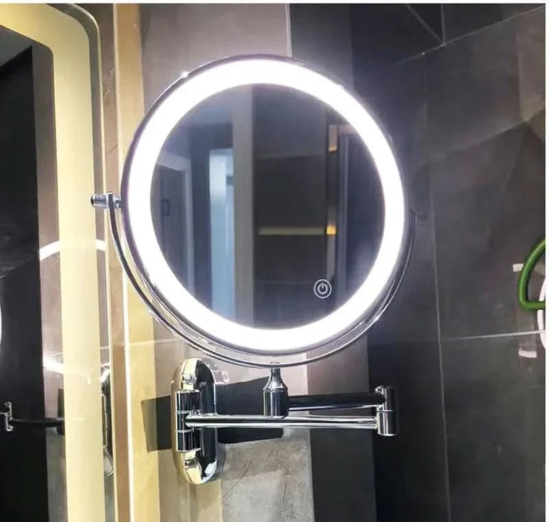 Black LED Rechargeable Makeup Mirror – 3-Color Light