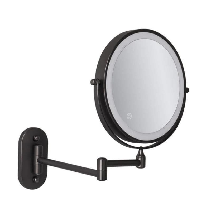 Black LED Rechargeable Makeup Mirror – 3-Color Light
