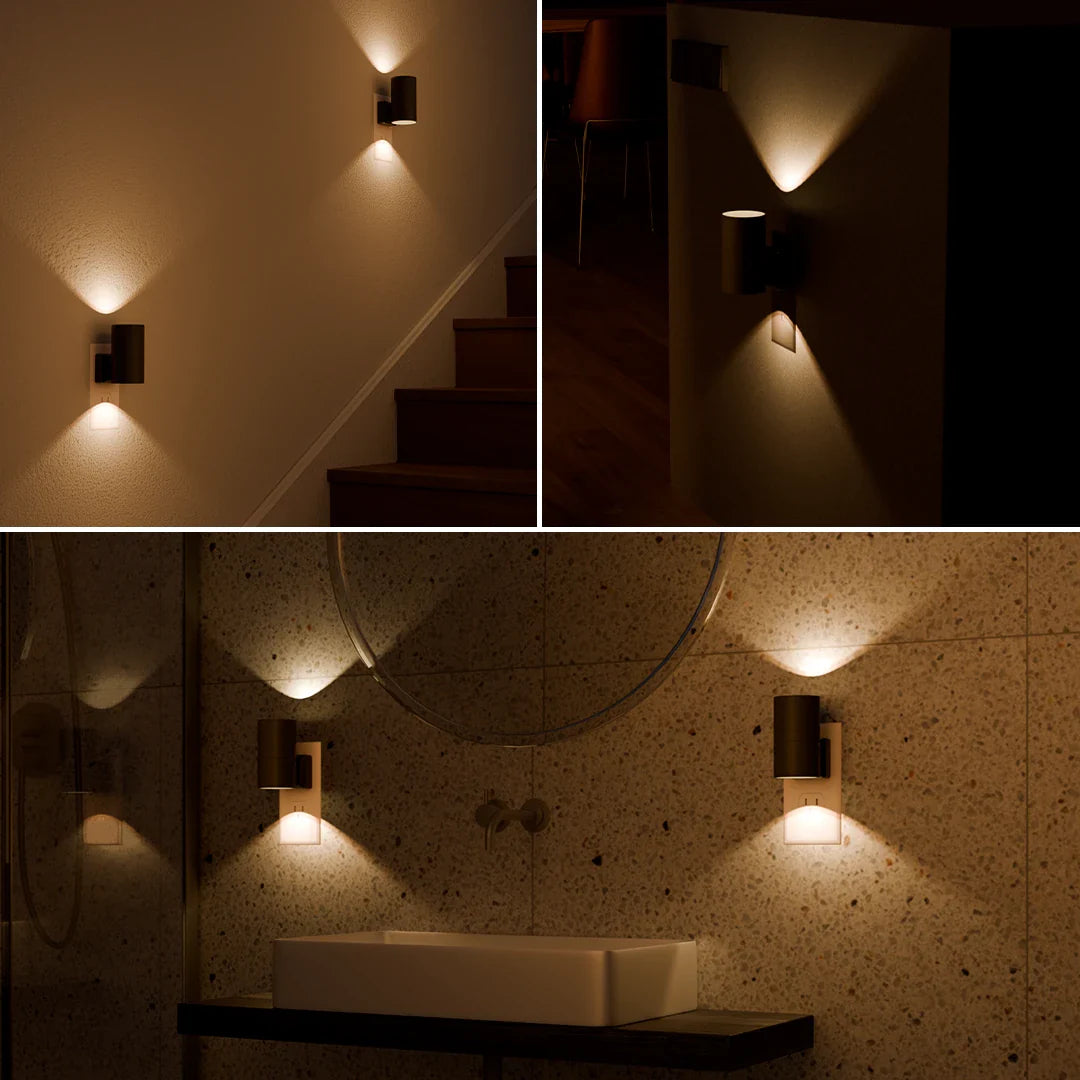 Black Metal Wall Lamp - Modern Plug-In Sconce with Day/Night Sensor - Image 4