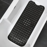 Black Rubber Bathtub Mat - Non-Slip - Extra Long - Power Grip Suction Cups - Easy Clean